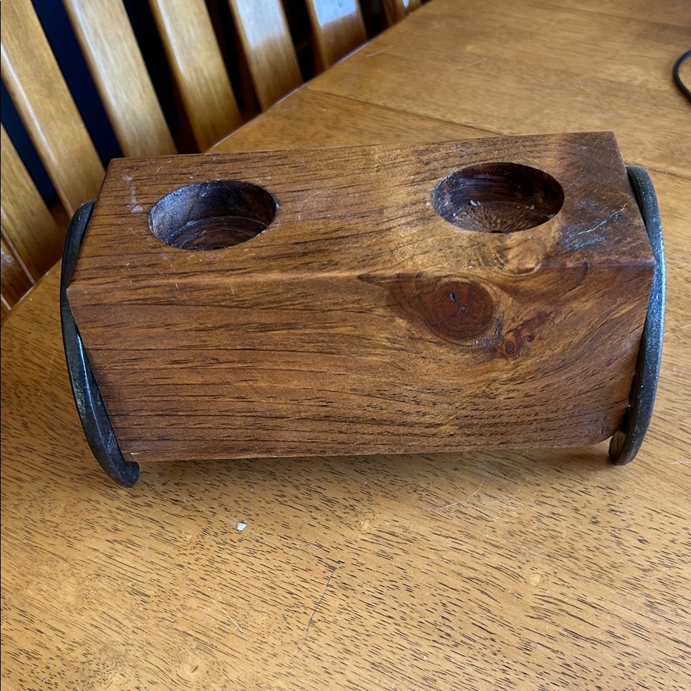 Wooden Horseshoe Candle Holder